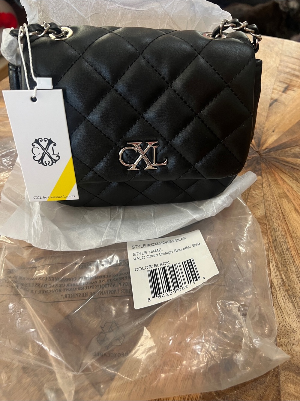 Christian Lacroix Quilted  Black Chain Shoulder Bag by